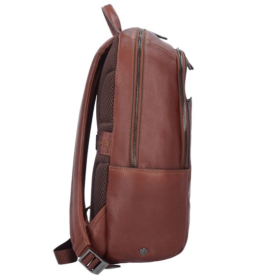 Piquadro Czarny kwadratowy skórzany plecak biznesowy z przegrodą na laptopa 39 cm