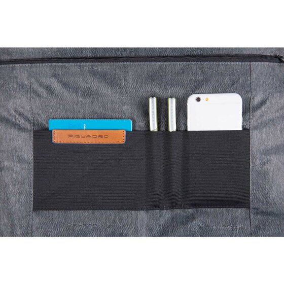 Piquadro Niebieska Teczka kwadratowa III Skórzana 39 cm Komora na laptopa