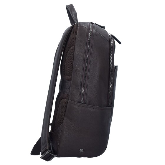 Piquadro Czarny kwadratowy skórzany plecak biznesowy z przegrodą na laptopa 39 cm