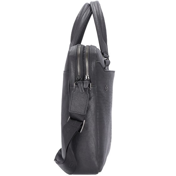 Piquadro Czarna kwadratowa teczka skórzana 40 cm