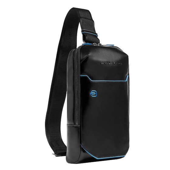 Piquadro Niebieska kwadratowa torba na ramię ze skóry 28 cm