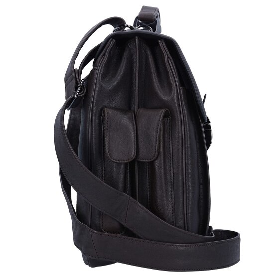 Piquadro Czarna kwadratowa teczka skórzana 43 cm z przegrodą na laptopa