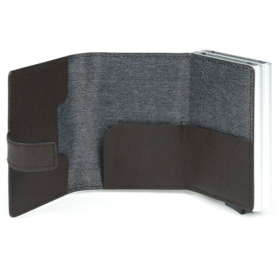 Piquadro Niebieskie kwadratowe etui na karty kredytowe RFID skórzane 7 cm