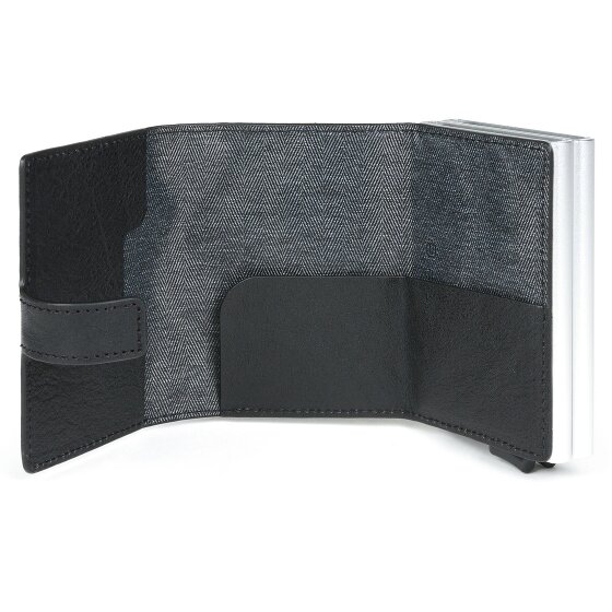 Piquadro Niebieskie kwadratowe etui na karty kredytowe RFID skórzane 7 cm