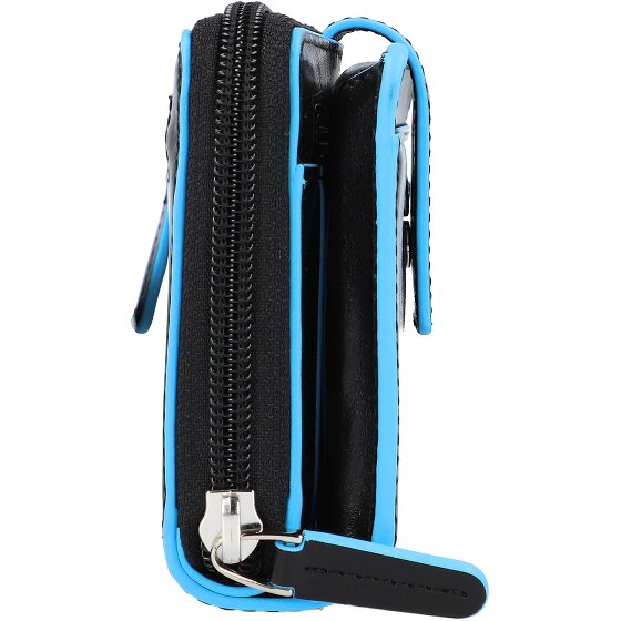 Piquadro Niebieski kwadratowy portfel RFID skórzany 17,5 cm