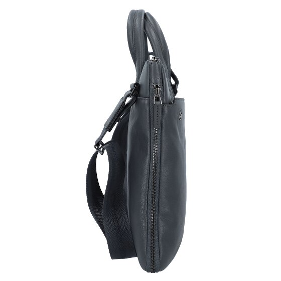 Piquadro Czarny Kwadratowy Briefcase Skórzany 42 cm Komora na laptopa