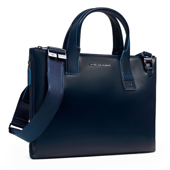 Piquadro Blue Square Shopper Bag Skórzany 38 cm Komora na laptopa z plisą rozprężną