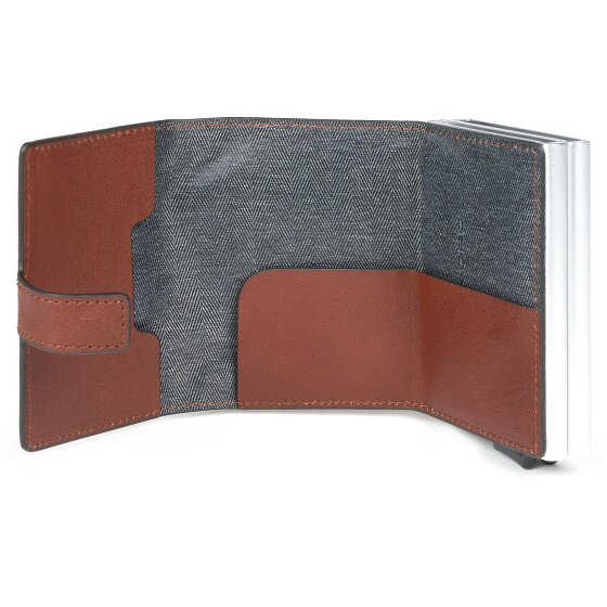 Piquadro Niebieskie kwadratowe etui na karty kredytowe RFID skórzane 7 cm