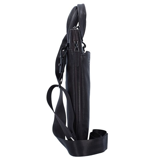 Piquadro Czarny Kwadratowy Briefcase Skórzany 42 cm Komora na laptopa