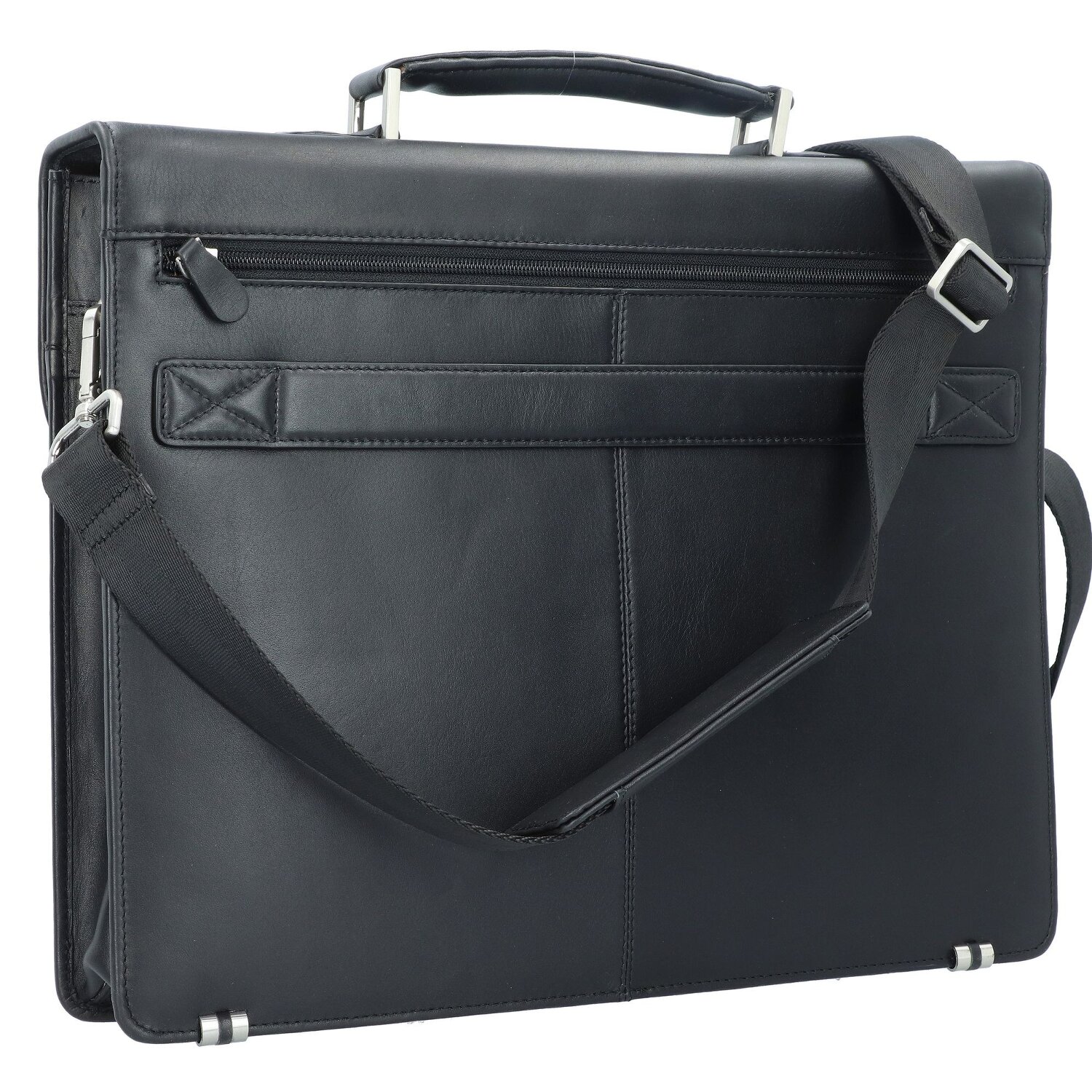 Esquire Oxford Briefcase Leather 40 cm Laptop Compartment schwarz kup w Bagaze.pl