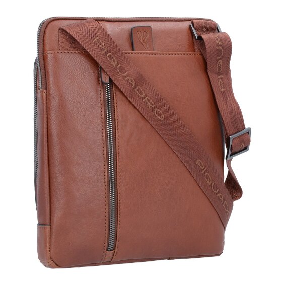 Piquadro Czarna kwadratowa torba na ramię skórzana 24 cm