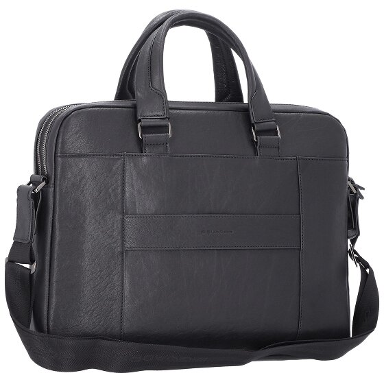 Piquadro Czarna kwadratowa teczka skórzana 40 cm