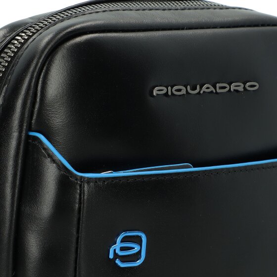 Piquadro Niebieska kwadratowa skórzana torba na ramię 22 cm