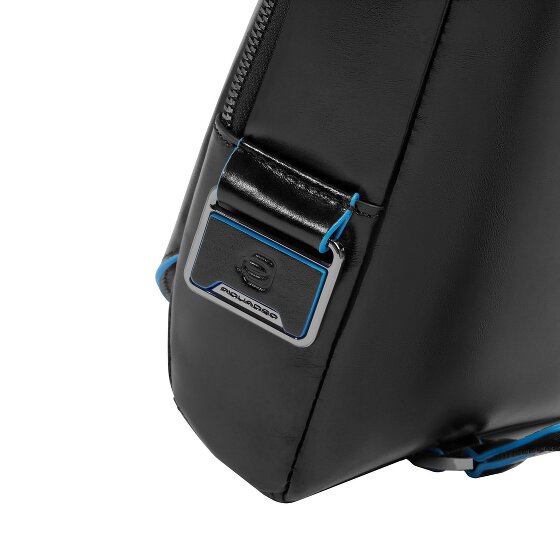 Piquadro Niebieska kwadratowa torba na ramię ze skóry 28 cm