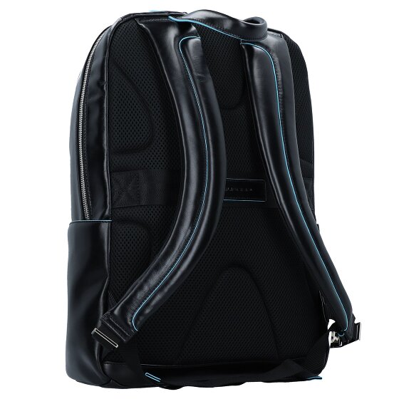 Piquadro Niebieski kwadratowy plecak skórzany 43 cm komora na laptopa