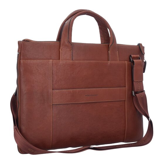 Piquadro Czarny Kwadratowy Briefcase Skórzany 42 cm Komora na laptopa