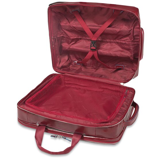 Piquadro Niebieski kwadratowy 2-kołowy wózek biznesowy ze skórzaną komorą na laptopa 51 cm