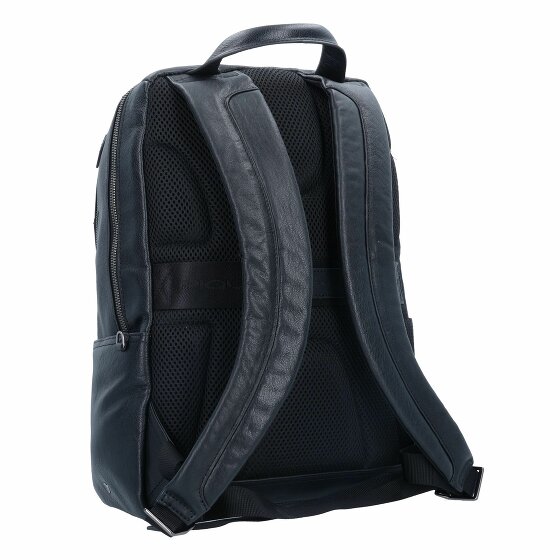 Piquadro Czarny kwadratowy plecak skórzany z przegrodą na laptopa 39 cm