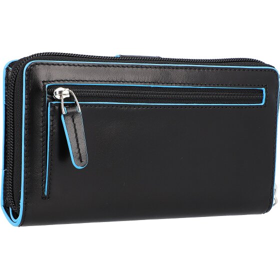 Piquadro Niebieski kwadratowy portfel RFID skórzany 17,5 cm