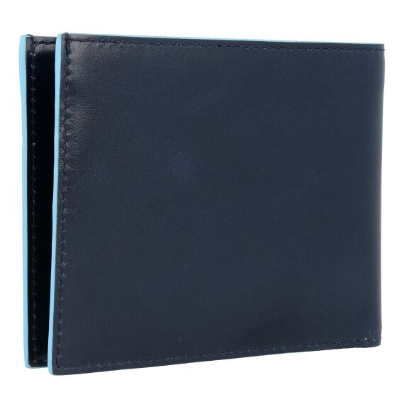 Piquadro Niebieskie kwadratowe skórzane etui na karty kredytowe 12,5 cm