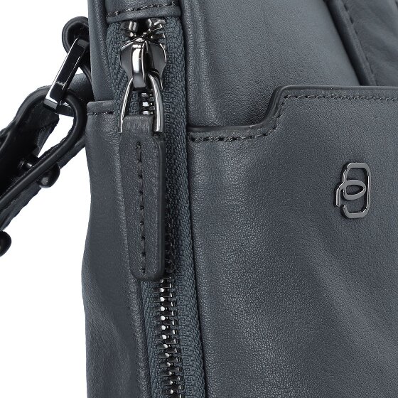 Piquadro Czarny Kwadratowy Briefcase Skórzany 42 cm Komora na laptopa