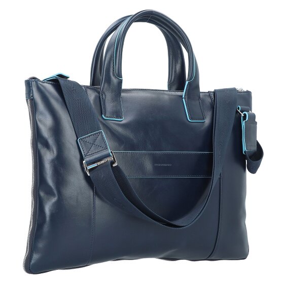 Piquadro Niebieski Kwadratowy Briefcase Skórzany 42 cm Komora na laptopa