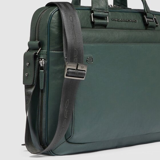 Piquadro Black Square Teczka Skórzany 40 cm Komora na laptopa