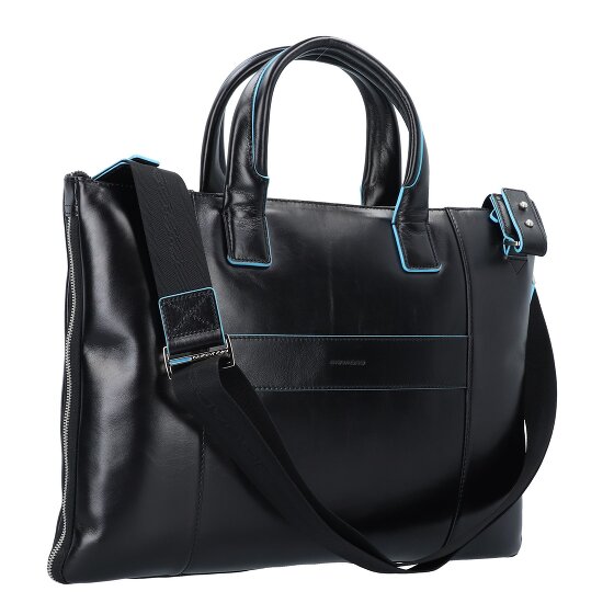 Piquadro Niebieski Kwadratowy Briefcase Skórzany 42 cm Komora na laptopa