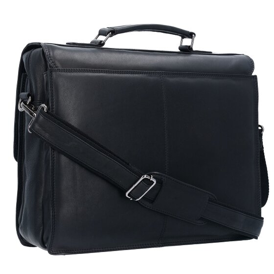 Greenland Nature Czarny Nappa Briefcase Leather 40 cm Laptop Compartment