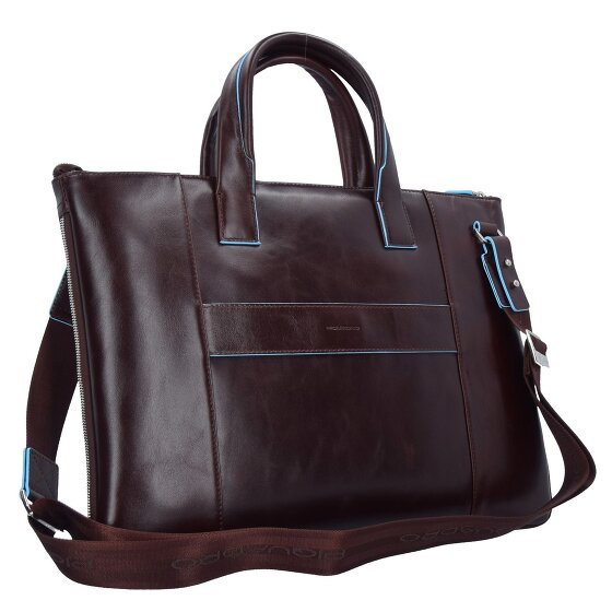 Piquadro Niebieski Kwadratowy Briefcase Skórzany 42 cm Komora na laptopa