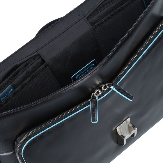 Piquadro Niebieska Teczka kwadratowa II Skórzana 40 cm Komora na laptopa
