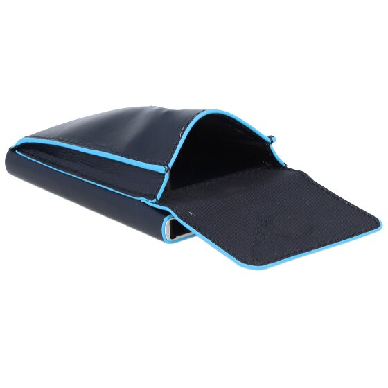 Piquadro Niebieskie kwadratowe etui na karty kredytowe skórzane 6 cm