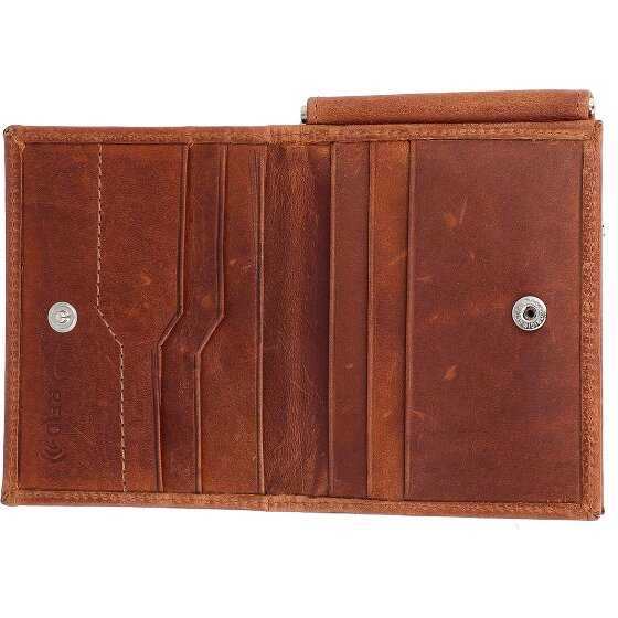 Mika Skórzany portfel RFID 11 cm z klipsem na pieniądze