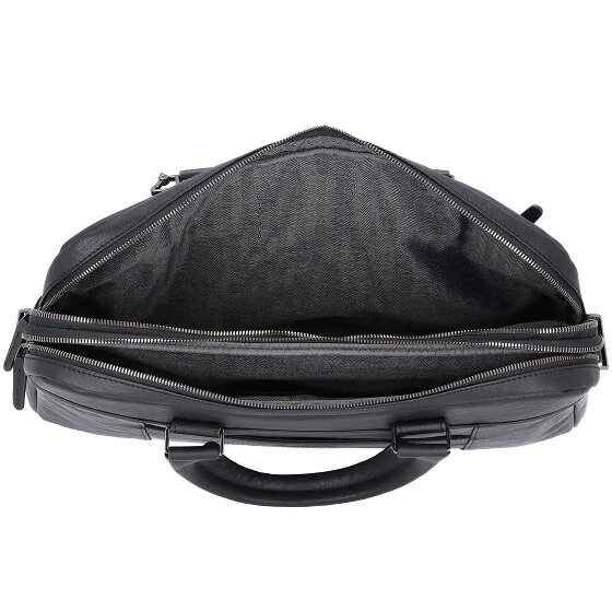 Piquadro Czarna kwadratowa teczka skórzana 40 cm