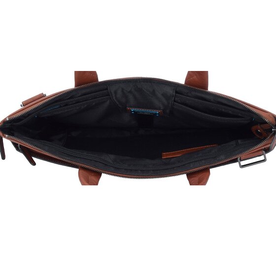 Piquadro Czarny Kwadratowy Briefcase Skórzany 42 cm Komora na laptopa