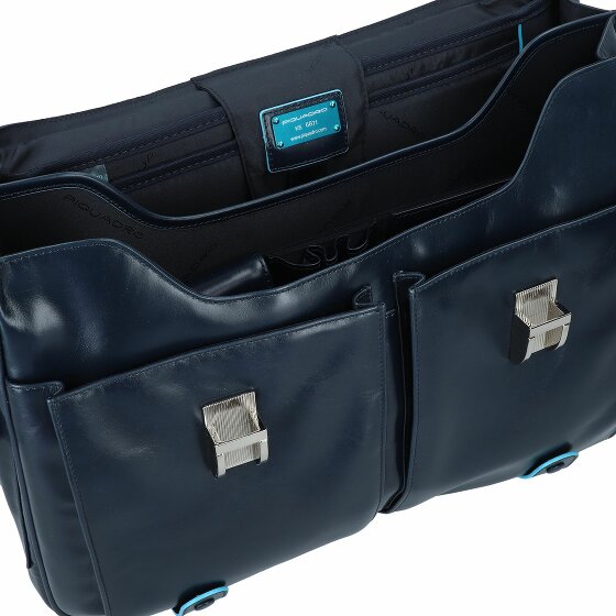 Piquadro Blue Square Briefcase Leather 43 cm Laptop Compartment