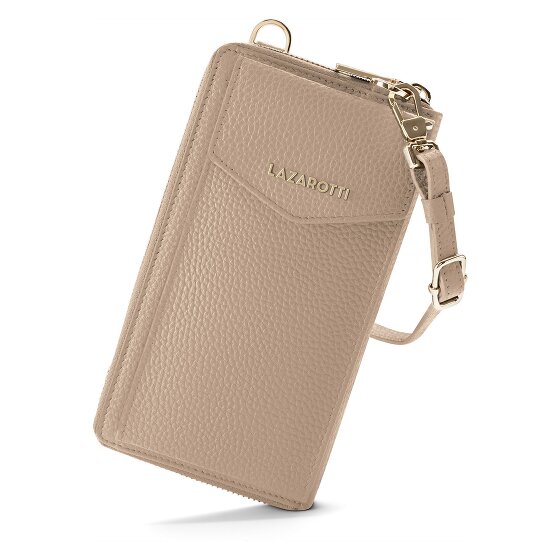 Lazarotti Portfel z skóry typu „zip-around” z Bolonii z Etui na telefon komórkowy, 19 cm