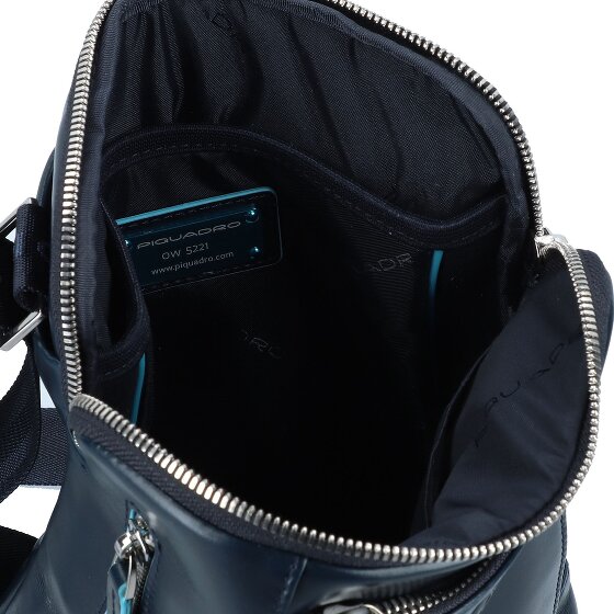 Piquadro Niebieska kwadratowa torba na ramię skórzana 21 cm