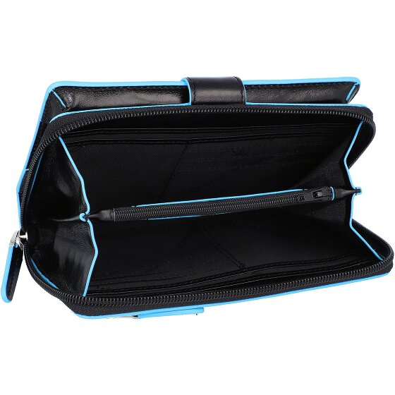 Piquadro Niebieski kwadratowy portfel RFID skórzany 17,5 cm
