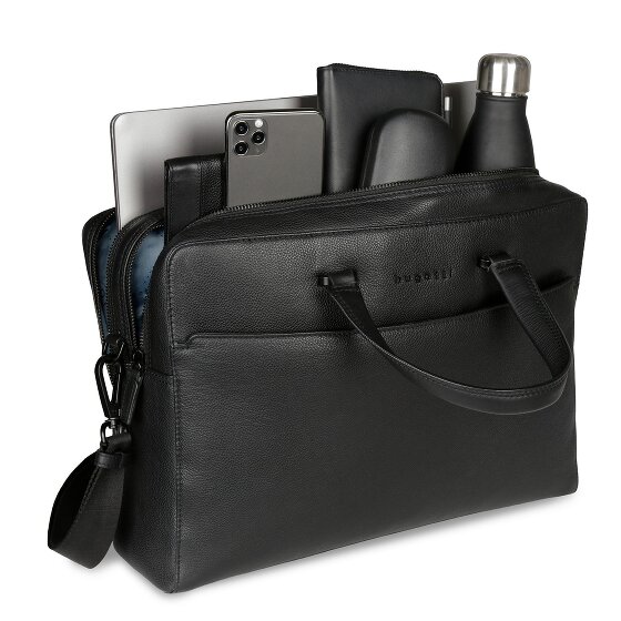 bugatti Black Teczka Skórzany 38 cm Komora na laptopa
