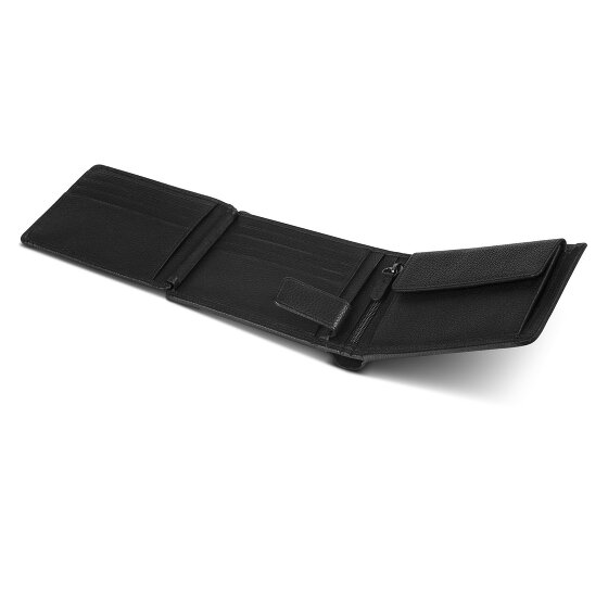 Police Portfel RFID skórzany 12 cm rozkładany z przegrodą na zamek błyskawiczny