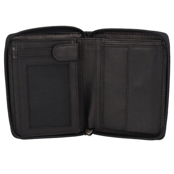 Greenburry Pure Black Portfel Ochrona RFID Skórzany 10.5 cm