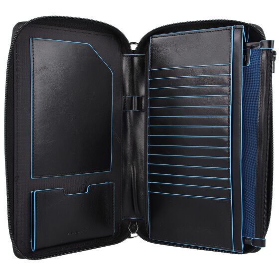 Piquadro Niebieski Square Travel Passport Case Leather 14 cm