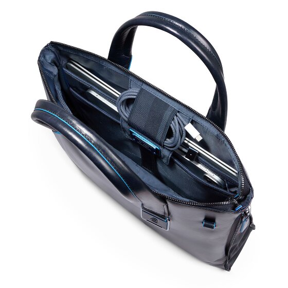 Piquadro Blue Square Shopper Bag Skórzany 38 cm Komora na laptopa z plisą rozprężną