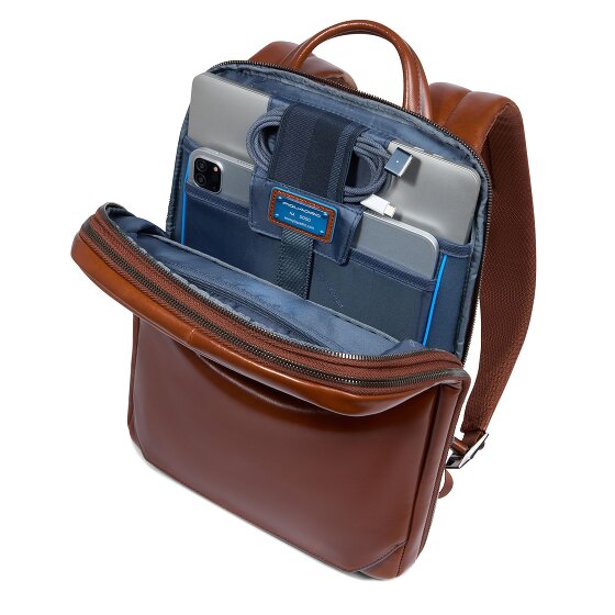 Piquadro Blue Square Plecak Ochrona RFID Skórzany 37 cm Komora na laptopa