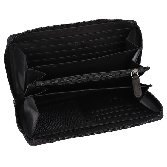 Greenburry Pure Black Portfel Ochrona RFID Skórzany 19.5 cm