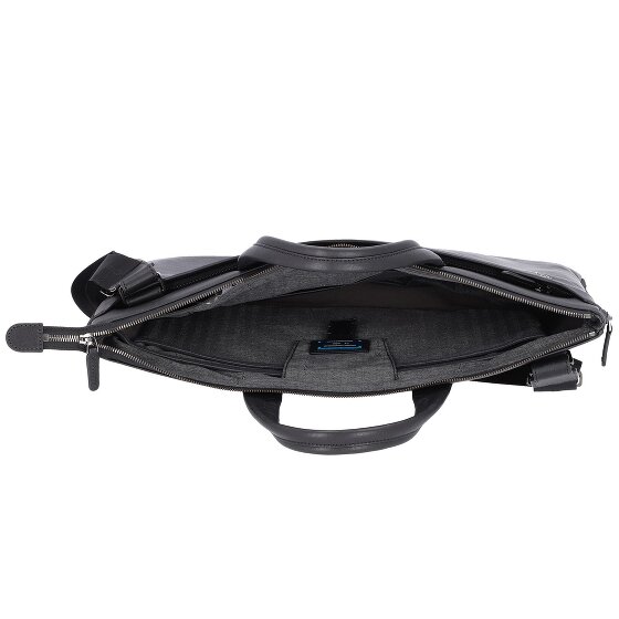 Piquadro Czarna kwadratowa skórzana torba na laptopa 47 cm