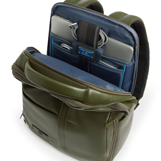 Piquadro Russell Plecak biznesowy Ochrona RFID Skórzany 42 cm Komora na laptopa
