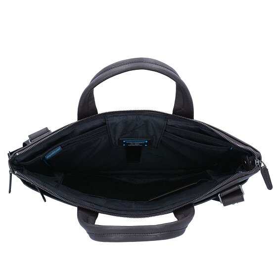 Piquadro Czarny Kwadratowy Briefcase Skórzany 42 cm Komora na laptopa