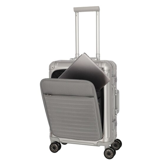 Travelite Walizka kabinowa „Next” z 4 kółkami, Aluminium, 55 cm, z przegrodą na laptopa